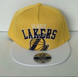 LA Lakers Snapback Hat Yellow White Flat Brim NBA Adjustable Cap New