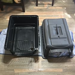 Large gray dog cage