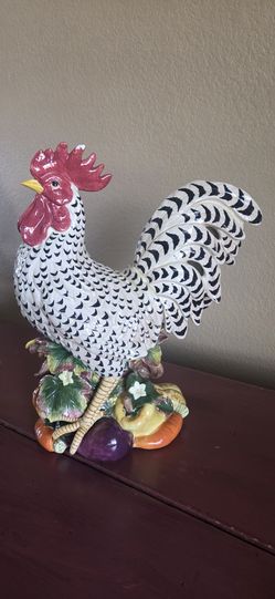 PRICE DROP -Fitz & Floyd Black & White Rooster Figurine – 16” Tall
