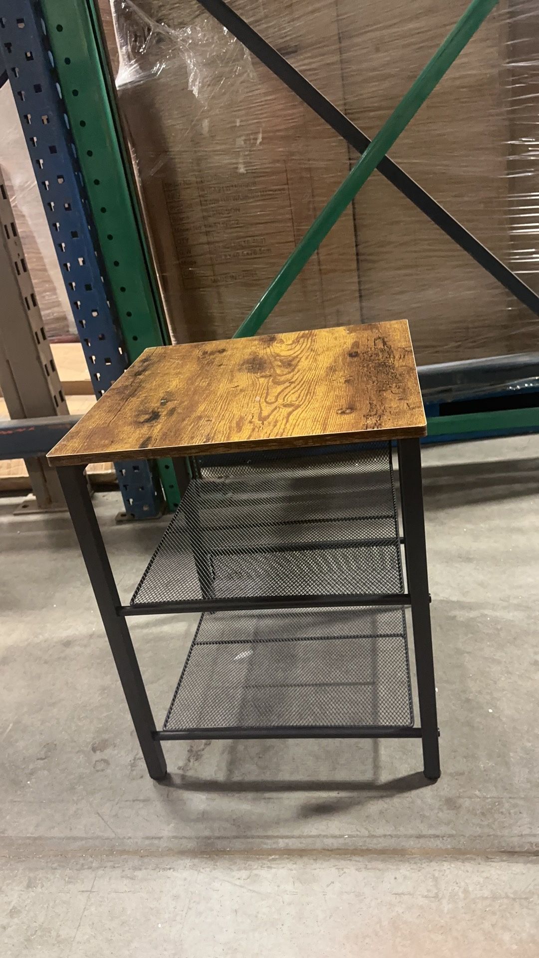 #042705 VASAGLE Nightstand End Table with 2 Adjustable Mesh Shelves Side Table Rustic Brown ULET23X