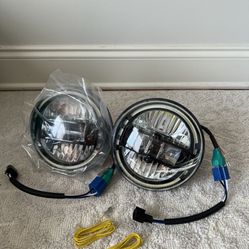 2PCS  DOT 7" Round LED Headlights Halo DRL With EMC