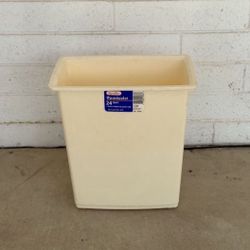 Clean Large Sterilite Almond Beige Cream 24 Quart Qt Plastic Wastebasket Waste Can