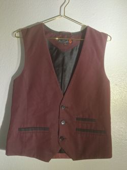 Burgundy Dress Vest with Button Front