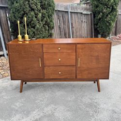 Mid Century Modern Style Media Center TV Stand Bookshelf Cabinet 