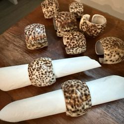 Tiger Cowrie Leopard Spotted Seashell Napkin Holders Rings