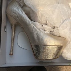 Gold Bebe Heels Size 10