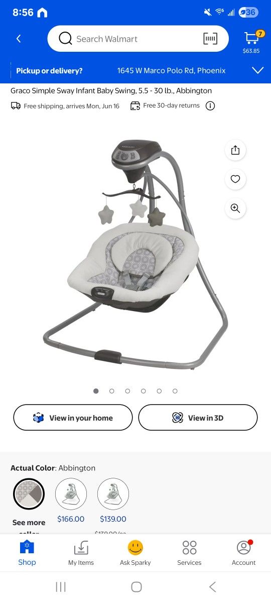 Graco Simple Sway Infant Swing with Vibration Baby Boy Girl Toy Newborn Nursery
