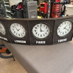 World Market Multi Clock / Time Wall Hanging  NY/ LONDON/ PARIS/TOKYO