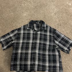 Men Crop Plaid Shirt Size: Medium 