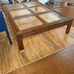 Large Glass / Wood Coffee Table