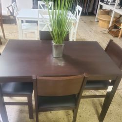 Five piece brown/ black mid Century Modern Style dining set (New)