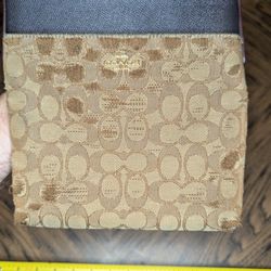 Coach Crossbody Shoulder Bag Black Leather Brown Cloth