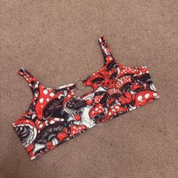 New 3xl red mushroom crop top festival rave raver outfit boho hippie blouse
