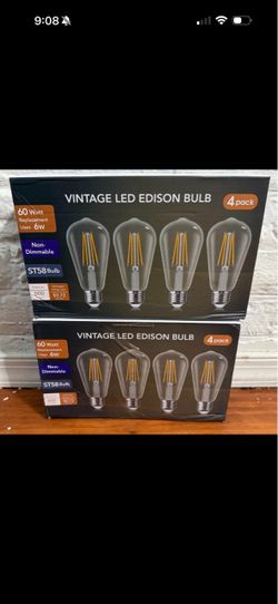 YANSUN ST58 E26 60W Equivalent Vintage LED Edison Bulb Warm White 2700K (8-Pack)