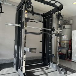Smith Machine, Pulley System, Power Rack, Rubber Weights, Dumbbells 