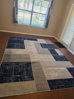 Large Area Rug Navy Blue and Gray