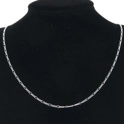 925 Sterling Silver Figaro Link Necklace 