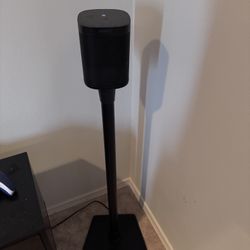 SANUS Wireless Sonos Speaker Stand for Sonos One, Play:1, & Play:3 - Audio-Enhancing Design with Built-in Cable Management - Pair (Black) - WSS22-B1