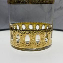 (1) Vintage Culver Antigua Old Fashioned glass. This vintage barware is known for its distinctive mid-century modern design and 22-karat gold embellis