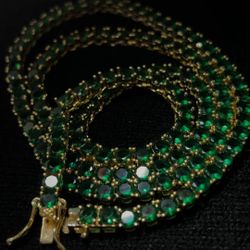 Green 5A Cubic Zirconia Necklace 24 Inch Tennis 