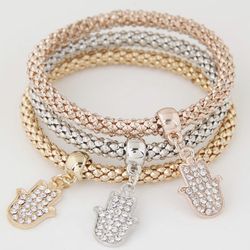 LEMOER Gold Silver Chain Lucky Kabbalah Fatima Hamsa Hand Charm Bracelets & Bangles For Women $5