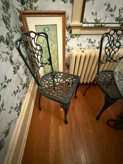Metal and glass patio set