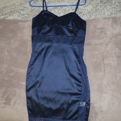 Blue Satin Slip Dress