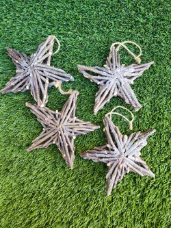 4 Wooden Star Ornaments