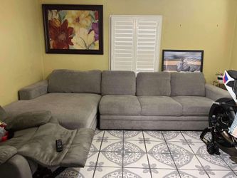 Coddle Aria Fabric Sleeper Sofa with Reversible Chaise Gray