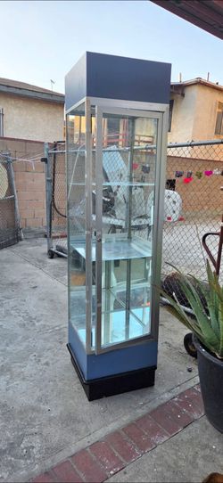 Tall Glass Display Case with Shelves