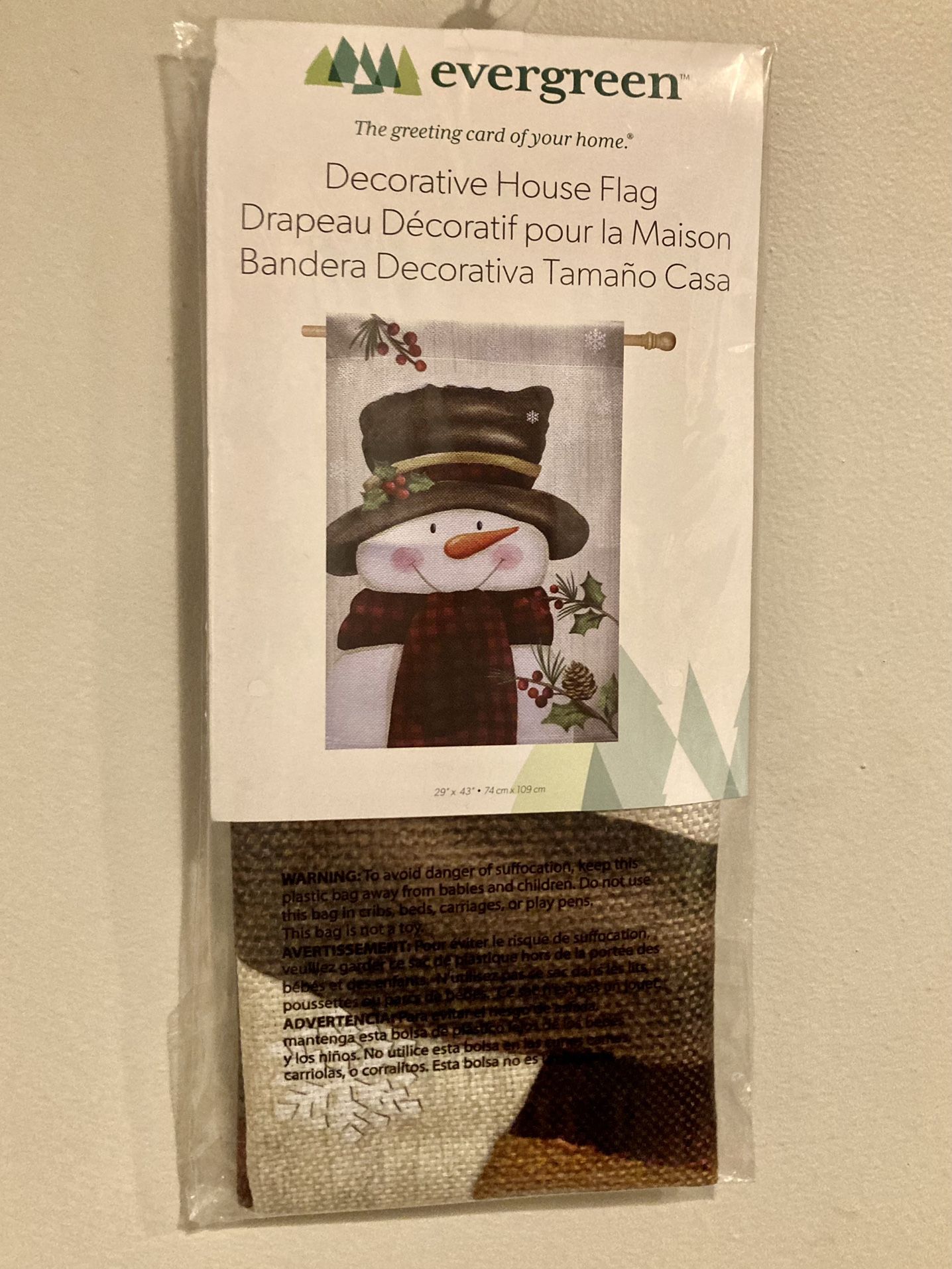 Evergreen Snowman House flag 