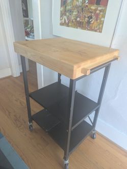 Folding and rolling butcher block table