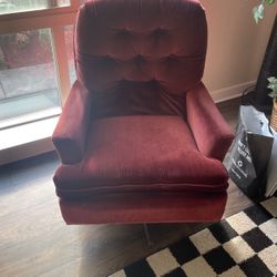 Vintage MCM Swivel  Wine Colored Chair 
