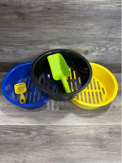 3 Pack - Strong Beach Toy Sand Shifting Buckets Trays Shifters