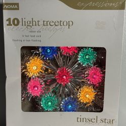  Vintage Noma Light-Up Tinsel Star Tree Topper-Multicolored Iridescent Bulbs ✨See Details Below🎄