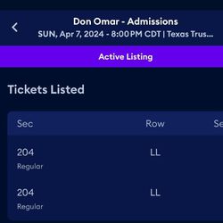 4 Tickets To Don Omar Concert 