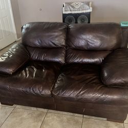 Leather Chocolate Brown Couch Set 3 Pcs