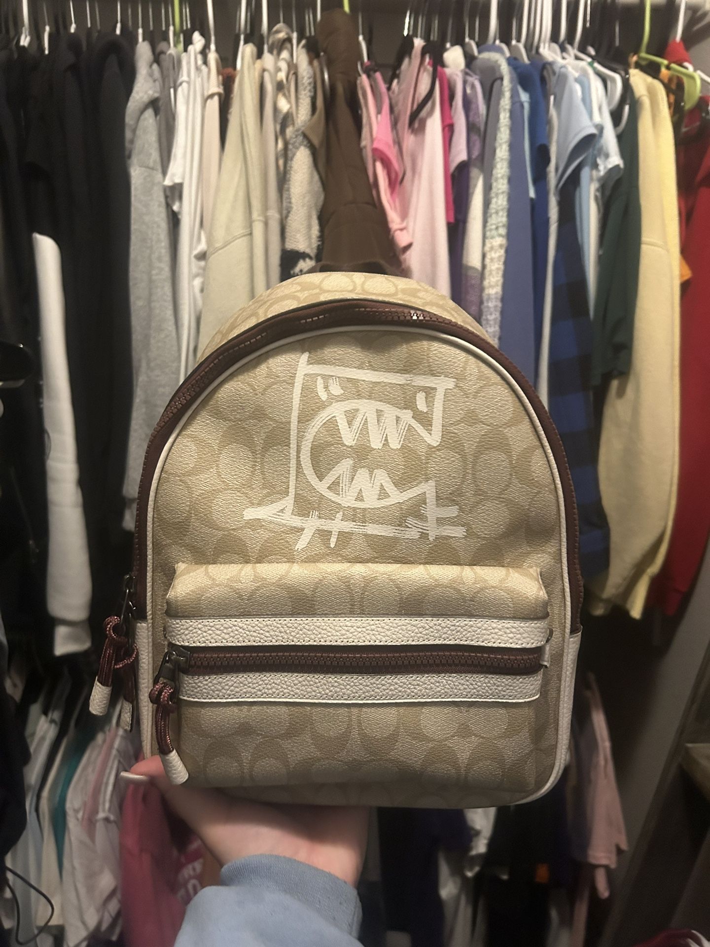 tan coach backpack 