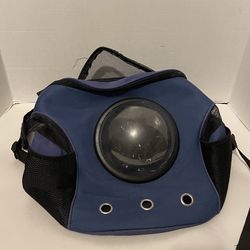 Blue Cat Carrier Bag with Bubble Window, Fabric and Plastic Backpack for Cats
