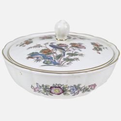 Vintage Wedgwood Bone China Kutani Crane Lidded Bonboniere Trinket Dish Bowl