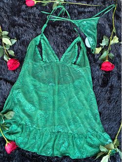Green Lace Halter Babydoll Lingerie