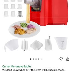 Arcwares Pasta Maker Machine, Automatic Noodle Make, Home Pasta Maker for Spaghetti, Fettuccine, Macaroni, 12 Pasta Shaping Discs(Red)