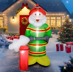 New 7Ft Santa Firefighter Christmas Inflatable Decoration 