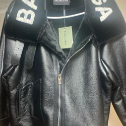 Brand New BALENCIAGA Black leather Bomber Jacket