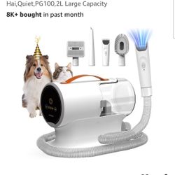 Dog Grooming Vacuum Kit,12000Pa Strong Pet Vacuum for Shedding,Grooming Hai,Quiet,PG100,2L Large Capacity