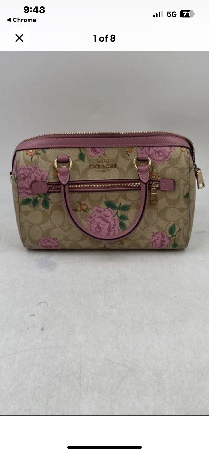 Rowan Satchel Bag In Signature Canvas With Prairie Rose Print