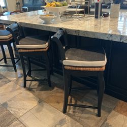 Set/3 French Inspired Black Counter Stools/ Barstools