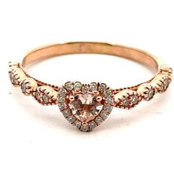 Woman’s 10k Rose Gold Diamond And Synthetic Stone Ring Size 8.5 GP3112280 
