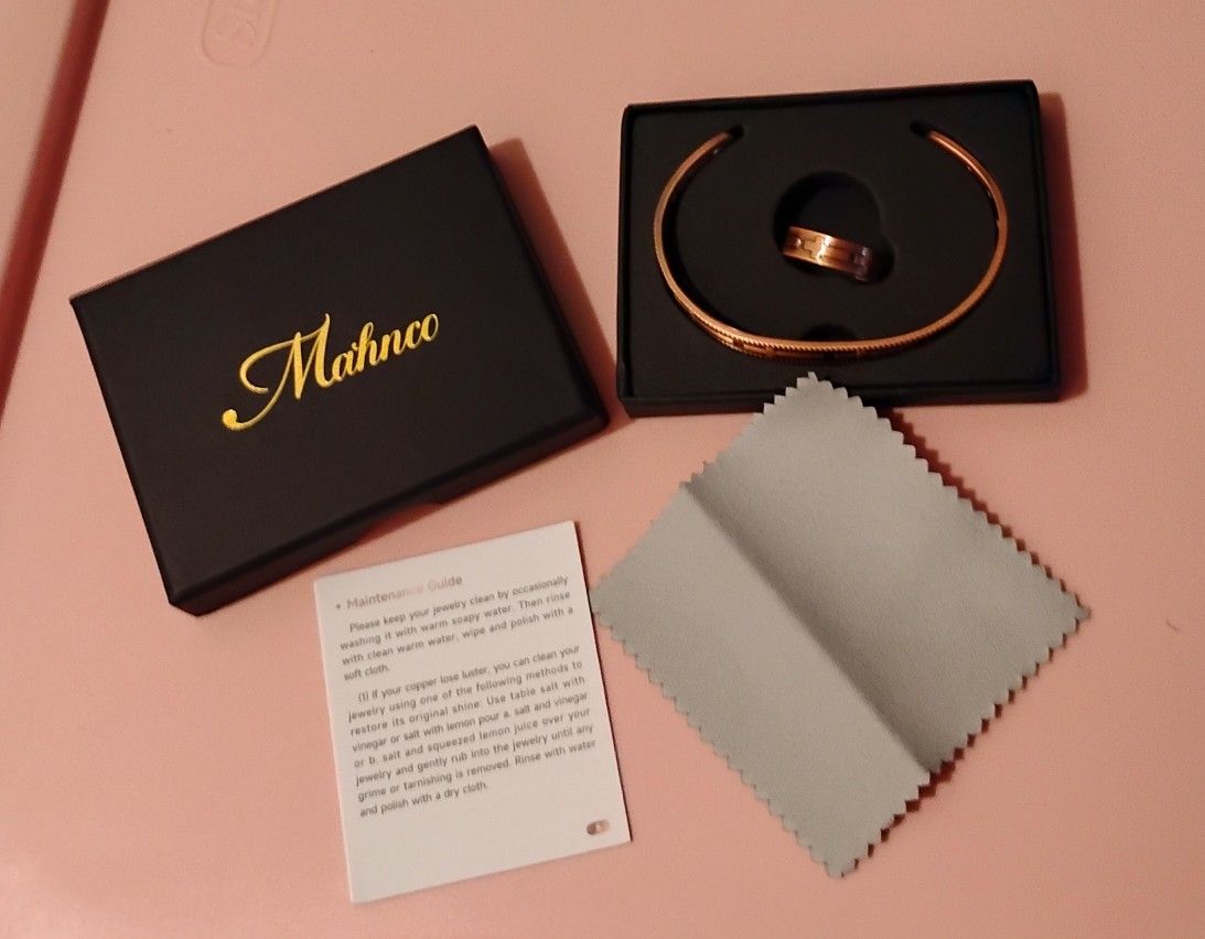 New Women's Copper Bracelet & Ring Set Faith Cross