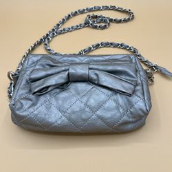 Retro Silver Quilted Shoulder Bag/ Crossbody Chain Strap Purse